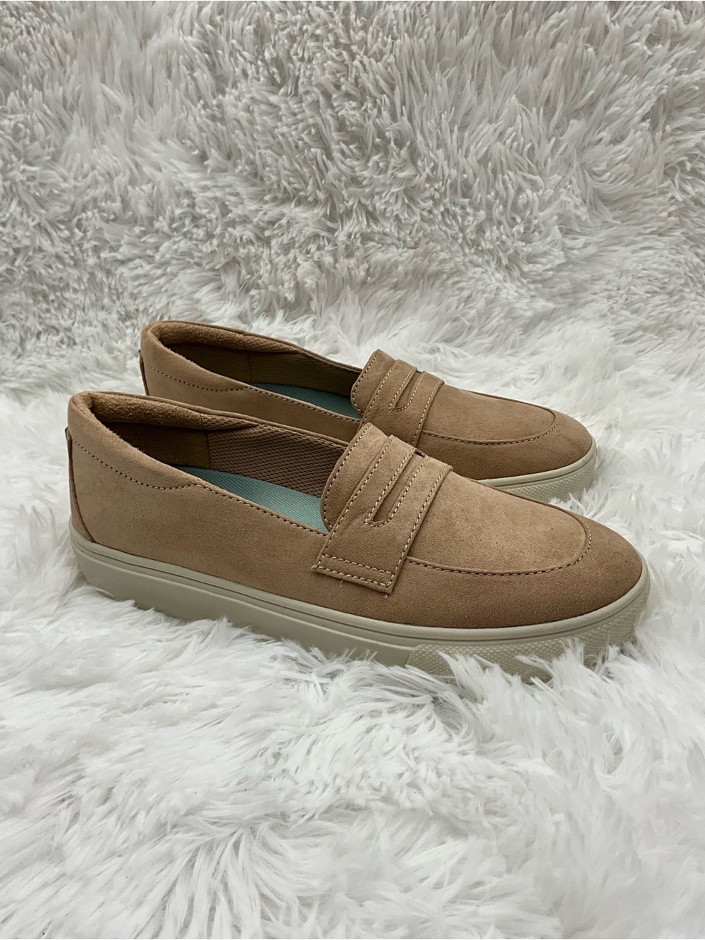 Dr. Scholl's Loafers Size 7.5 Tan Faux Suede Slip-On Penny Loafer